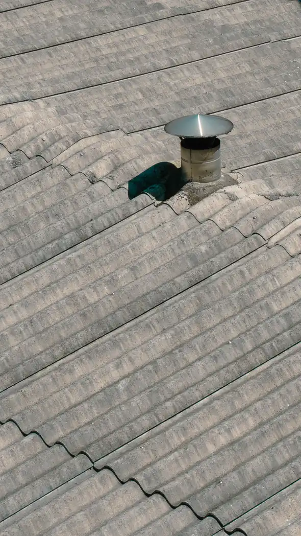Grand pan couvert en ardoise avec une sortie de ventilation de toiture
